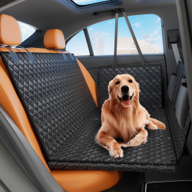 Dog Car Seat Cover for Back Seat with Detachable Hard Bottom, Holds 400lbs, Back Seat Extender for Dog with Mesh Windor and Storage Pocket