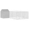 Outdoor Dog Kennel with Roof Silver 19.7'x19.7'x8.2' Galvanized Steel