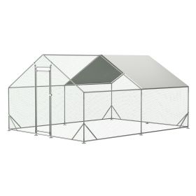 Outdoor Large Metal Chicken Run Coop with 1 piece of Waterproof Cover, Garden Backyard Walk-in Hen Cage Poultry Pet Hutch for Farm Use (size: 10x13ft)
